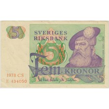 Banknoting Isveç 5 Kron 1978 Çilaltı.