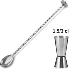 Premini Tokmaklı Bar Kaşığı ve Jigger Seti, Kokteyl Karıştırma Aleti