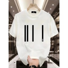Etiler Collection Baskılı Oversize Bisiklet Yaka T-Shirt - Beyaz