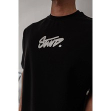 Etiler Collection Erkek Baskılı Oversize T-Shirt - Siyah