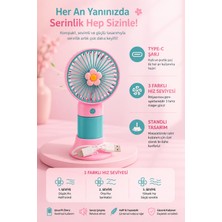 Empressco Papatya Figürlü Pembe Taşınabilir Standlı Serinletici Fan, 3 Hızlı, Type-C Port
