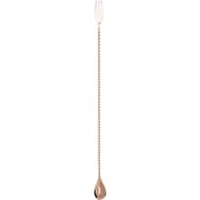 Premini Burgulu-Çatallı Bar Kaşık, 30 Cm, Şık ve Dayanıklı Bakır Tasarım