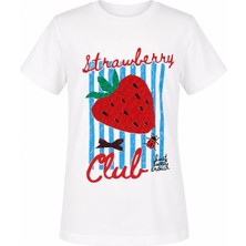 Trender Çilek Baskı Ekru Kız Çocuk T-Shirt 8041