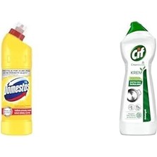 Hace Bazaar Domestos Yoğun Kıvamlı Çamaşır Suyu Limon Ferahlığı 750 ml ve Cif Krem Yüzey Temizleyici A