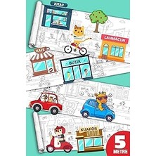 Hace Bazaar Sinaticaret Şehir Hayatı Temalı Dev Boyama Kağıdı Rulosu, 45 cm x 5 Metre, Çocuklar Için E�