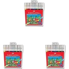 Hace Bazaar Faber-Castell Keçeli Kalem, 12 Renk 3lü Paket -Hcb