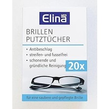 Hace Bazaar Elina Med Brillenputztücher Gözlük Temizleme Mendili, 20’li Tek Kullanımlık Islak Mendil –