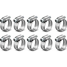 Hace Bazaar Metal Hortum Kelepçesi, Paslanmaz Çelik, 8mm x 10-16MM, 10 Parça, Otomotiv, Tesisat ve Dıy Projel