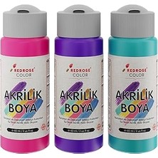 Hace Bazaar Red Rose Mor, Fuşya, Turkuaz Akrilik Boya 3'lü Set 3X60 ml -Hcb