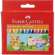 Hace Bazaar Faber-Castell Süper Yıkanabilir Mum Boya, 12 Renk, Leke Bırakmaz, Jumbo Boy, Parlak ve Yoğun Ren