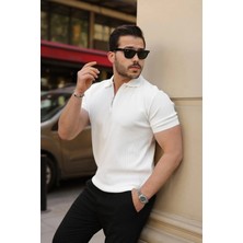 Lune Store Erkek Fermuarlı Yakalı Kısa Kollu Tshirt