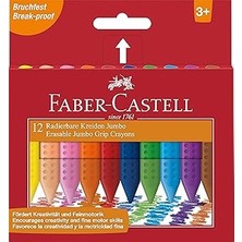 Hace Bazaar Faber-Castell Grip Jumbo Mum Boya, 12 Renk, Silinebilir, Parlak Renkler, Kalemtıraşla Açılabilir