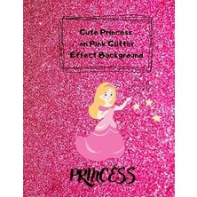 Hace Bazaar Independently Published Cute Princess On Pink Glitter Effect Background: 8.5 Inches x 11 Inches (42,