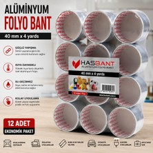 TKÇ Alüminyum Folyo Bant 40 mm x 4 Yard 12’li Paket | Isıya Dayanıklı Güçlü Yapışkanlı Izol