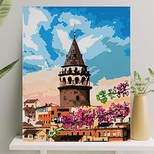 Hace Bazaar Palmiye Hobi Sanat Sayılarla Boyama Tuval Seti Fırça Boya Dahil (Çıtalı) 40X50 cm - Galata -Hc