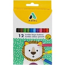 Hace Bazaar Adel Jumbo Boya Kalemi, 12 Renk, Kalın Uçlu, Ergonomik Üçgen Gövde, Canlı ve Parlak Renkler, �