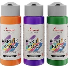 Hace Bazaar Red Rose Yeşil, Mor, Turuncu Akrilik Boya 3'lü Set 3X60 ml -Hcb