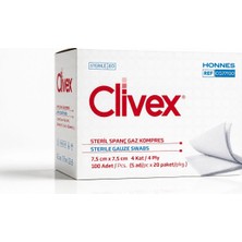 Clivex Steril  Gaz Kompres 7,5x7,5 cm 4 Kat 100 Adet Tek Kullanımlık