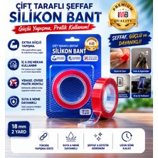 TKÇ Çift Taraflı Şeffaf Silikon Bant 18 mm 2 Yard Güçlü Yapışkanlı Nano Bant Iz Bırakmaz