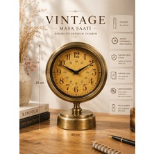 Eskitme Metal Masa Saati 25X20 cm Dekoratif Retro Şık Sessiz Mekanizma Saat