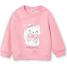 Hellobaby Kız Bebek Sweatshirt Hayvan Baskılı Bisiklet Yaka Long Sleeve