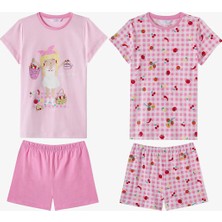 Penti Kız Çocuk Pembe Fresh Picnic Kısa Kollu 2'li Pijama Takımı