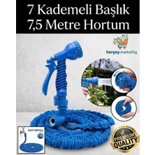 Mrt Bilişim 7,5 Metre Uzayan Bahçe Sulama Araç Yıkama Hortumu 7 Kademeli Başlık Tabanca