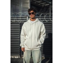 Lune Store Oversize Tam Fermuarlı Uzun Kol Hırka - Beyaz