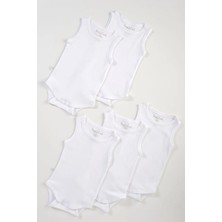 Tiny Lamb Beyaz Renk Bodysuit Kolsuz 5'li Set  %100 Pamuk  Beyaz Renk Kolsuz Bebek Atlet Seti