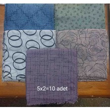 Tuğba Desenli Flamli Pamuklu Eşarp Pamuk Yazma (10 Adet) 100X100 Ebat