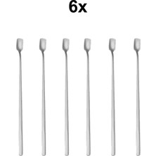 Premini 304 Çelik 6 Adet 21 cm Kokteyl ve Kahve Karıştırma Kaşığı Seti
