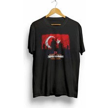 Lune Store 30 Ağustos Zafer Bayramı Atatürk Baskılı Oversize Bisiklet Yaka T-Shirt - Siyah