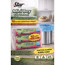Gees Global Star Plus Mini Boy Çöp Torbası 40'lı 10 Paket 40X50 cm Dayanıklı Sızdırmaz Küçük Boy Çö