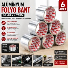 Gees Global Alüminyum Folyo Bant 40 mm x 4 Yard 6’lı Paket Isıya Dayanıklı Güçlü Yapışkanlı Izolas