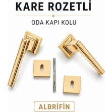 Badem10 Albrifin Kare Rozetli Oda Kapı Kolu Modern Iç Kapı Kolu Takımı Kare Rozetli Şık Oda Kapı Kolu Oda