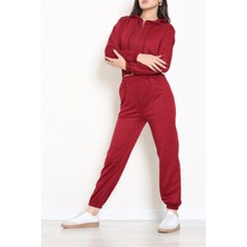 Modi 2 Iplik Kapşonlu Crop Eşofman Takımı Bordo - 50955.1878.