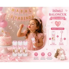 Bkmc Kişiye Özel Isimli Köpük Baloncuk 18 Adet Prenses ve Unicorn Temalı Doğum Günü Parti Hediyeliği Kız Konsept