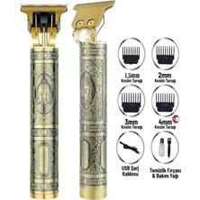 Colezium Gold Uçlu Vintage  Şarjlı Traş Makinesi  Sakal Ense Çizim Vucüt Kılı Tıraş Makinası