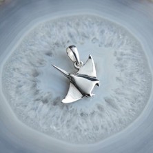 Ebrar Silver Gümüş Vatoz Kolye Ucu 925 Ayar Gümüş Vatoz Balığı Figürlü Unisex Kolye Ucu