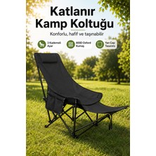 Allmart Katlanır Kamp Sandalyesi, Oturma Veya Uzanma Pozisyonunda Kullanılabilir, Çok Pozisyonlu Ayarlanabilir, Siyah.