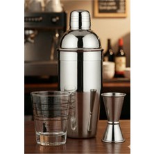 Premini 3’lü Kokteyl Seti Paslanmaz Çelik Bar Takımı 500ML Shaker, Jigger ve Ölçü Bardağı