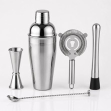 Premini Kokteyl Seti 550 Ml: Shaker, Ölçekli Jigger, Mojito Tokmağı, Kaşık, Süzgeç