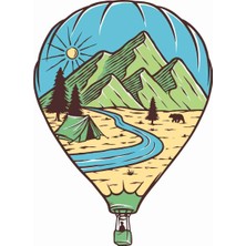 Sticker Atölyesi Kamp - Outdoor - Uçan Balon (Şeffaf) Sticker - 20563-1 Beyaz Şeffaf 10 x 7 cm