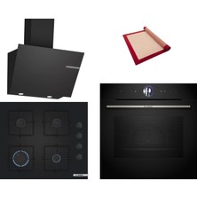 Bosch Black Deluxe 3 Lü Ankastre Set 618 ( HRG7361B1 - POP6C6P31O - DWK66PJ60T ) - Buharlı - 4d Hot Air - 3D Fry