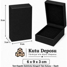 Kutu Deposu 6X9X3 cm Tam Kapaklı Selefonlu Süngerli Takı Kutusu - Siyah (Demonte) (50 Adet)