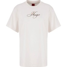 Hugo Ekru Kadın Logo Baskılı T-Shirt 50560566