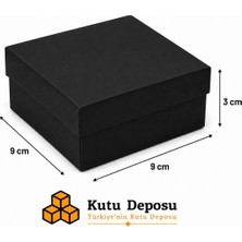 Kutu Deposu 9X9X3 cm Tam Kapaklı Selefonlu Süngerli Takı Kutusu - Siyah (Demonte) (50 Adet)