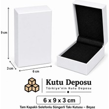 Kutu Deposu 6X9X3 cm Tam Kapaklı Selefonlu Süngerli Takı Kutusu - Beyaz (Demonte) (50 Adet)