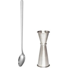 Premini Düzenli ve Şık 3/6 Jiggger, Bar ve Kokteyl Kaşığı, 22 Cm, 30/60 ml Ölçü