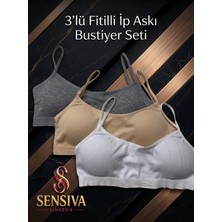 Sensiva Lingerie 3'lü Paket Ip Askılı Fitilli Sütyen Seti - Esnek Ribana Büstiyer